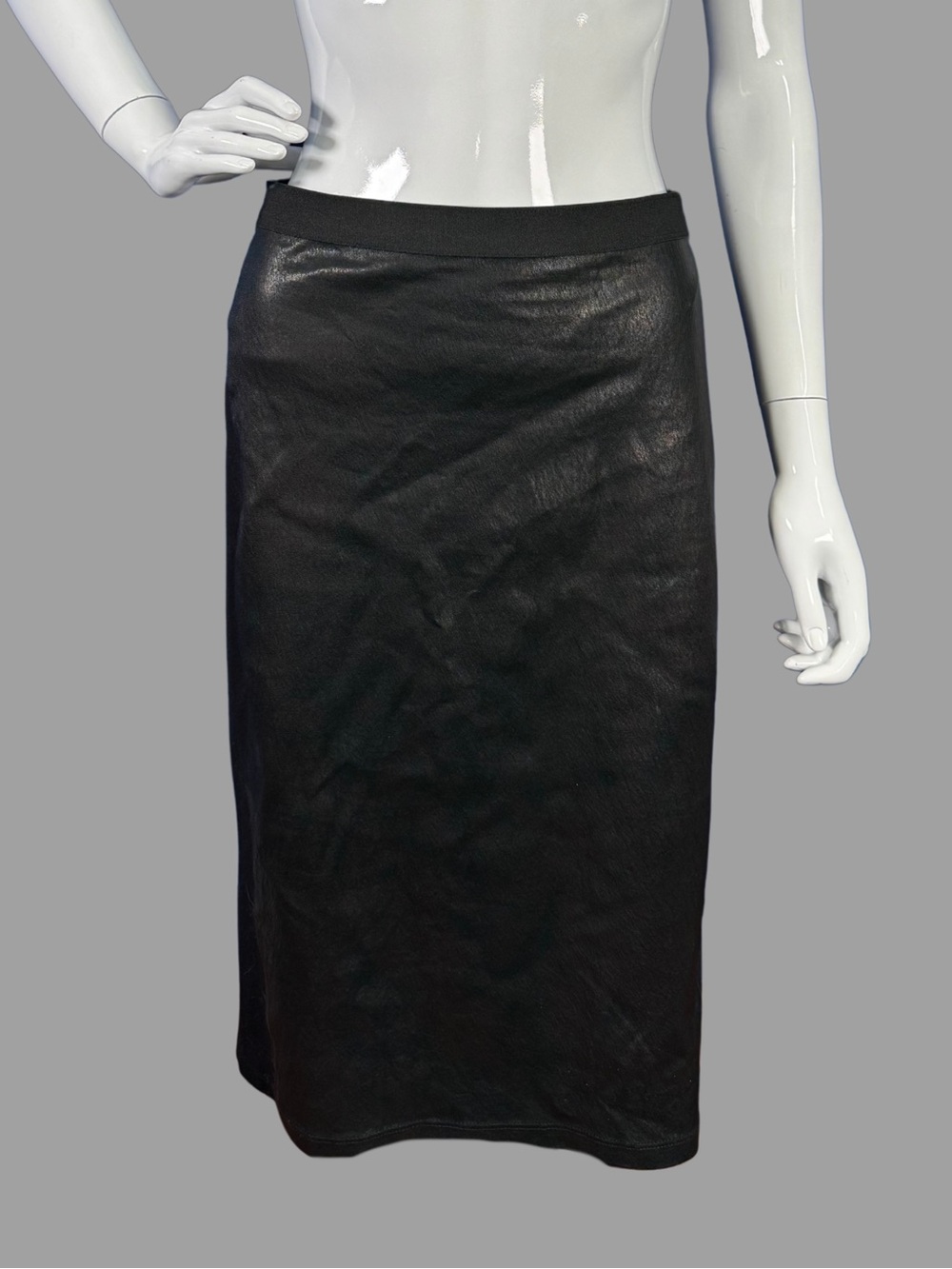 The Fisher Project Classic Black Pencil Skirt with 100% Lamb Leather Panel